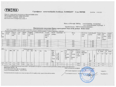 Арматура А-3 500С 10 мм - Сертификат