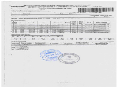 Лист горячекатаный 12 мм 1500х6000 мм - Сертификат