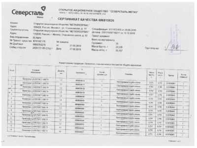 Проволока вязальная 1,2 мм - Сертификат