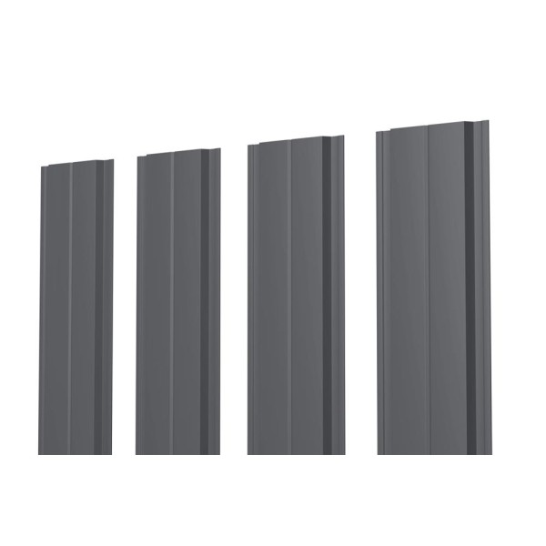 Евроштакетник В.К. прямой 0.45 Texture RAL 7024, графитовый серый