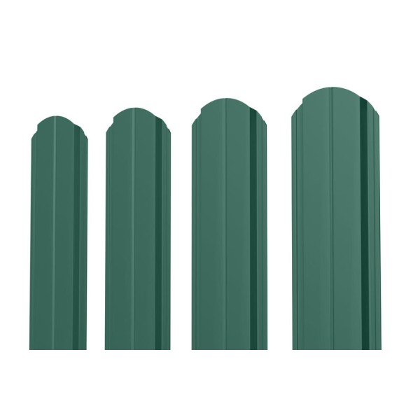 Евроштакетник В.К. фигурный 0.45 Полиэстер RAL 6005, зеленый мох