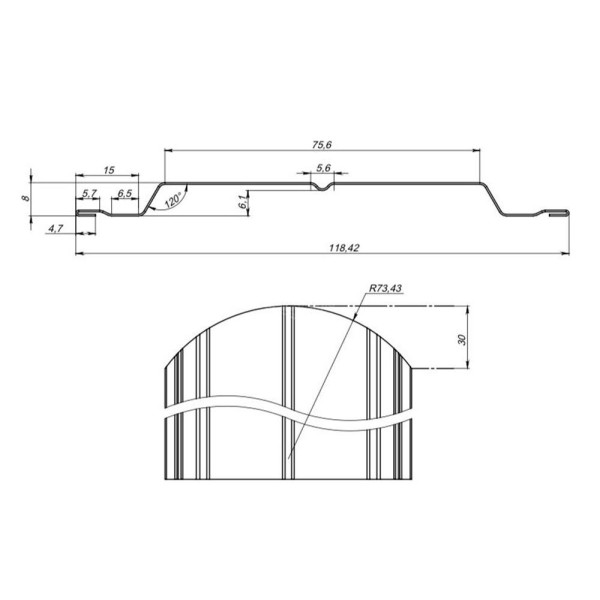 Евроштакетник В.К. фигурный 0.45 Texture RAL 7024, графитовый серый
