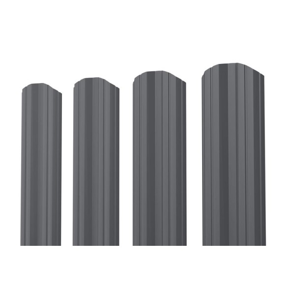 Евроштакетник М-образный фигурный 0.5 MAT RAL 7024, графитовый серый