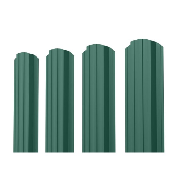 Евроштакетник П-образный фигурный 0.5 Pural RAL 6005, зеленый мох