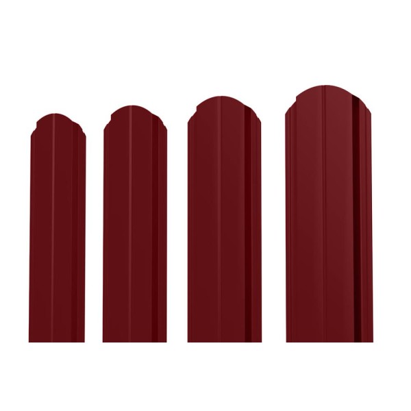 Евроштакетник В.К. фигурный 0.45 Полиэстер RAL 3005, винно-красный