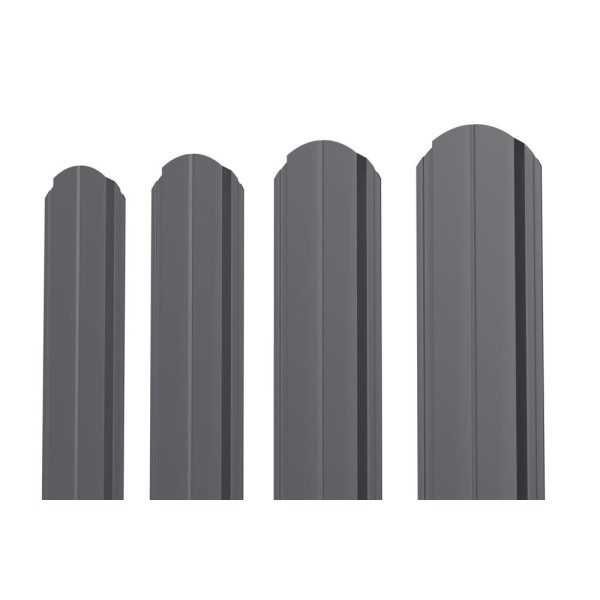 Евроштакетник В.К. фигурный 0.45 Texture RAL 7024, графитовый серый