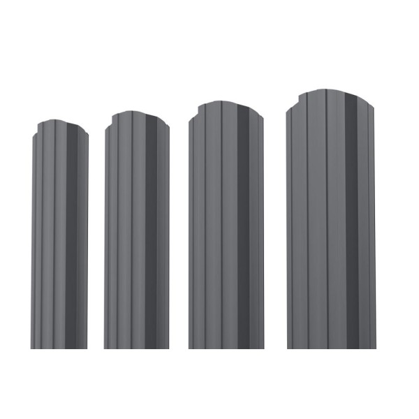 Евроштакетник П-образный фигурный 0.5 MAT RAL 7024, графитовый серый
