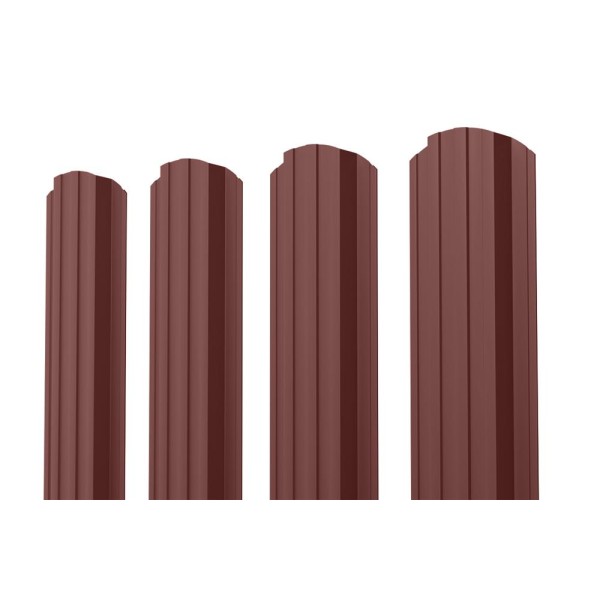 Евроштакетник П-образный фигурный 0.45 Texture RAL 8017, шоколадно-коричневый