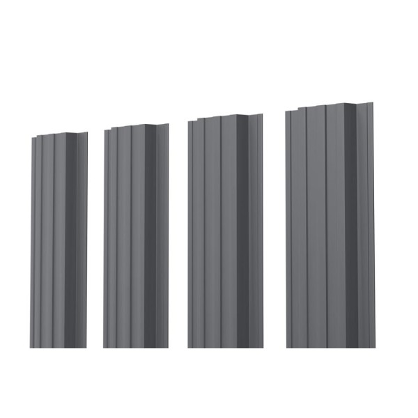 Евроштакетник П-образный прямой 0.5 MAT RAL 7024, графитовый серый