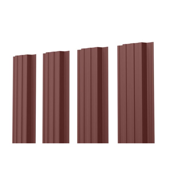 Евроштакетник П-образный прямой 0.45 Texture RAL 8017, шоколадно-коричневый