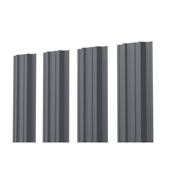 Евроштакетник П-Премиум прямой 0.45 Texture RAL 7024, графитовый серый