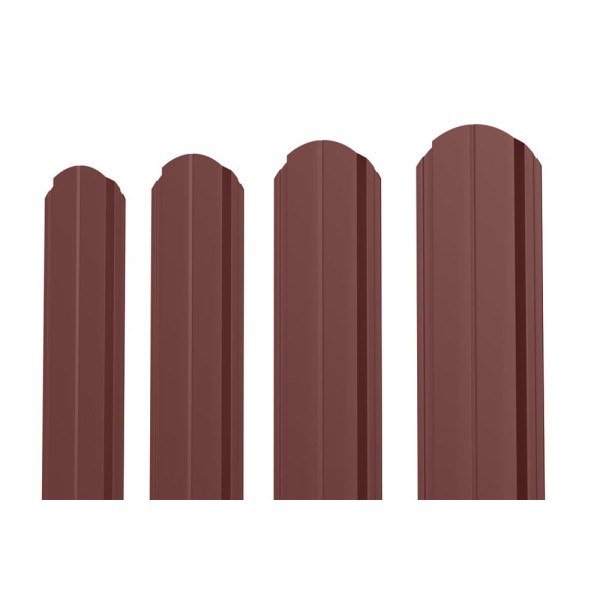 Евроштакетник В.К. фигурный 0.45 Texture RAL 8017, шоколадно-коричневый